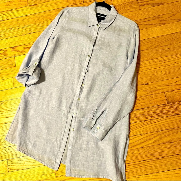 Tahari Light Blue Linen Shirt - Picture 3 of 6